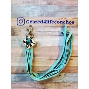 Handmade boho Leather Fringe Western bag purse charm, keychain rodeo fashion